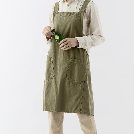 Brushed Cotton Cross Back Apron, Soft Minimalist Style - Etsy