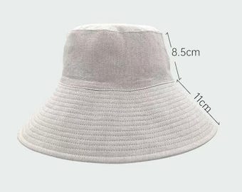 Handmade Natural Linen Wide-Brim Sun Hat  Summer Beach Hat Breathable & Packable