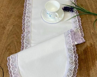 Lace Table Runner Dresser Scarf DECADENT WHITE 36" Doily