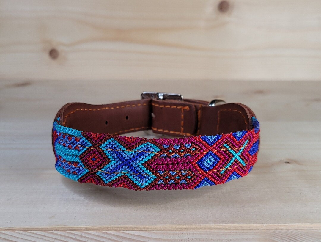 XS Dog Collar Mexican Dog Collar Fiesta Collar Woven Nylon Leather Dog