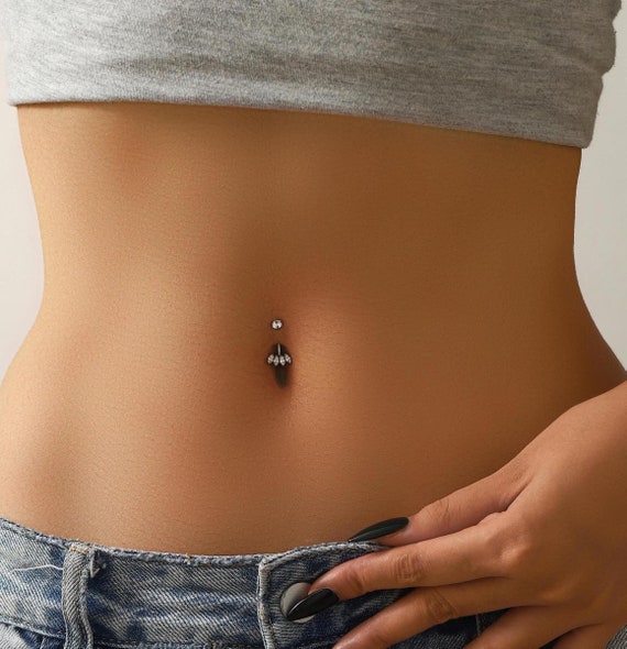 G23 Titanium Hypoallergenic Crystal Belly Button Rings 14G Dangle Belly Rings Dainty Navel Rings Small 10mm Body Jewelry Etsy