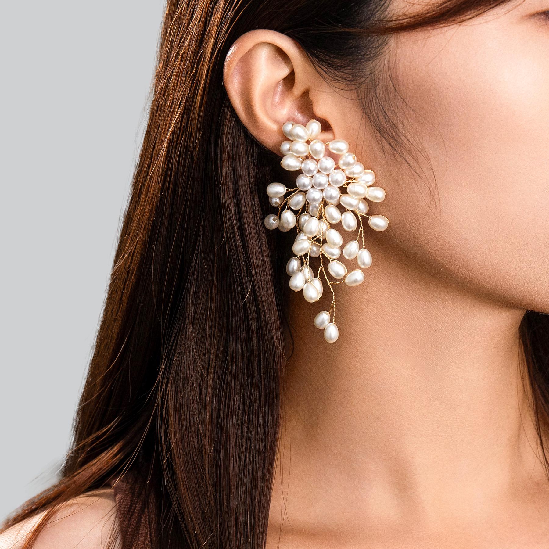 Pearl Cluster Earrings