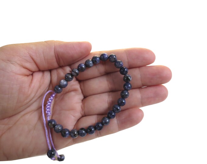 6mm Lepidolite Power Bracelet | Purple Lepidolite Gemstone Beads, " Stone of Transition ", Adjustable, men women