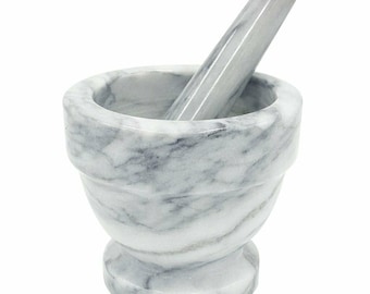 3" - 4" - 5" Marble Mortar and Pestle, Pestal and Mortar Grinder Solid Stone