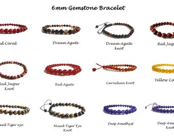 Pick Any Three | Gemstone Beaded Bracelet | Natural Crystals | Stress Relief Yoga Beads | for Men Women, Kids, 6mm