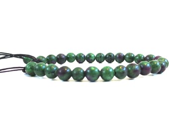 4mm Ruby Zoisite mini Crystal Bracelet w Knot, Prosperity Crystal Bracelet, Natural Green gemstone bracelet, Teen kid Adjustable