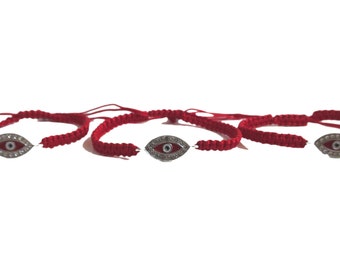 6 x Red Evil Eye Bracelets, Protection Good Luck, Adjustable Red Cord Bracelet, bulk wholesale lot