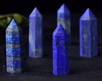 1 Lapis Lazuli Tower Wand Point, Blue Lapis Lazuli Polished, Grade "A"