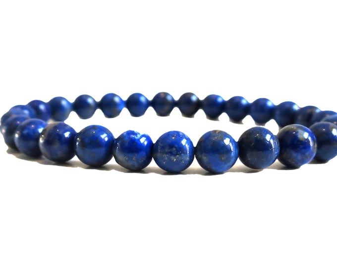 6mm A++ Quality Lapis Lazuli Power Bracelet | Lapis Gemstone " Stone of Truth " Elastic stretchy Men Women