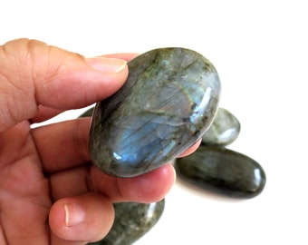 1 Labradorite Tumbled Stone, Worry Stone, Palm stone, large