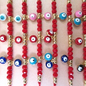 6 X Colorful Evil Eye Red Beads Bracelets Enameled Evil Eye - Etsy