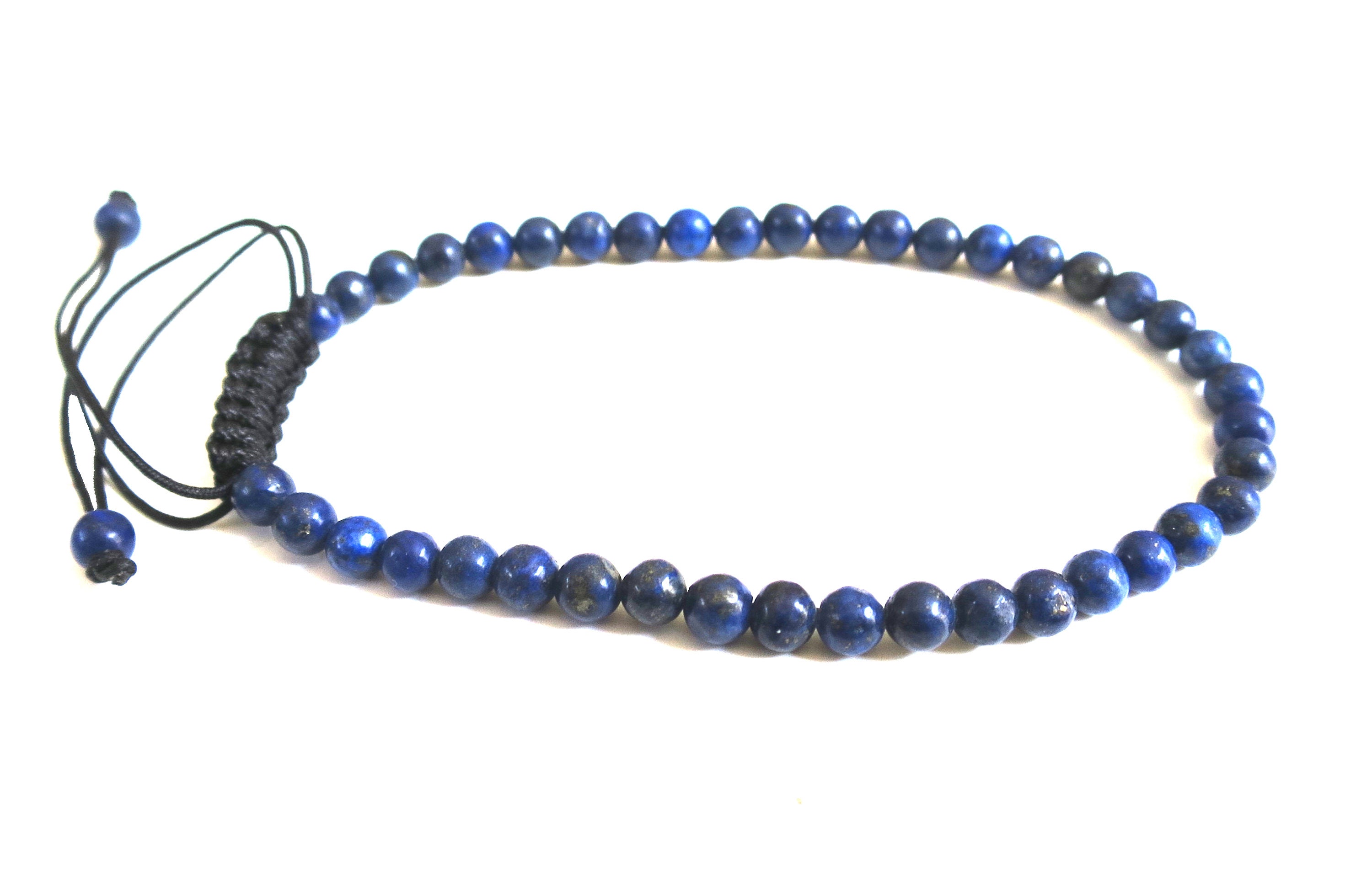 Bracelet Perle Ronde 4mm en Lapis Lazuli - Fil de 18cm