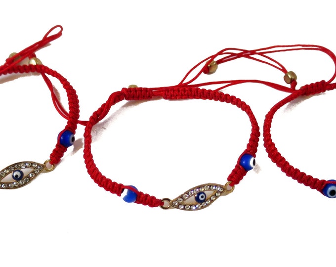 6 x Evil Eye Bracelet, lucky charm bracelet, Hand-Woven Adjustable cord, Evil eye Wedding Favors, bulk wholesale lot