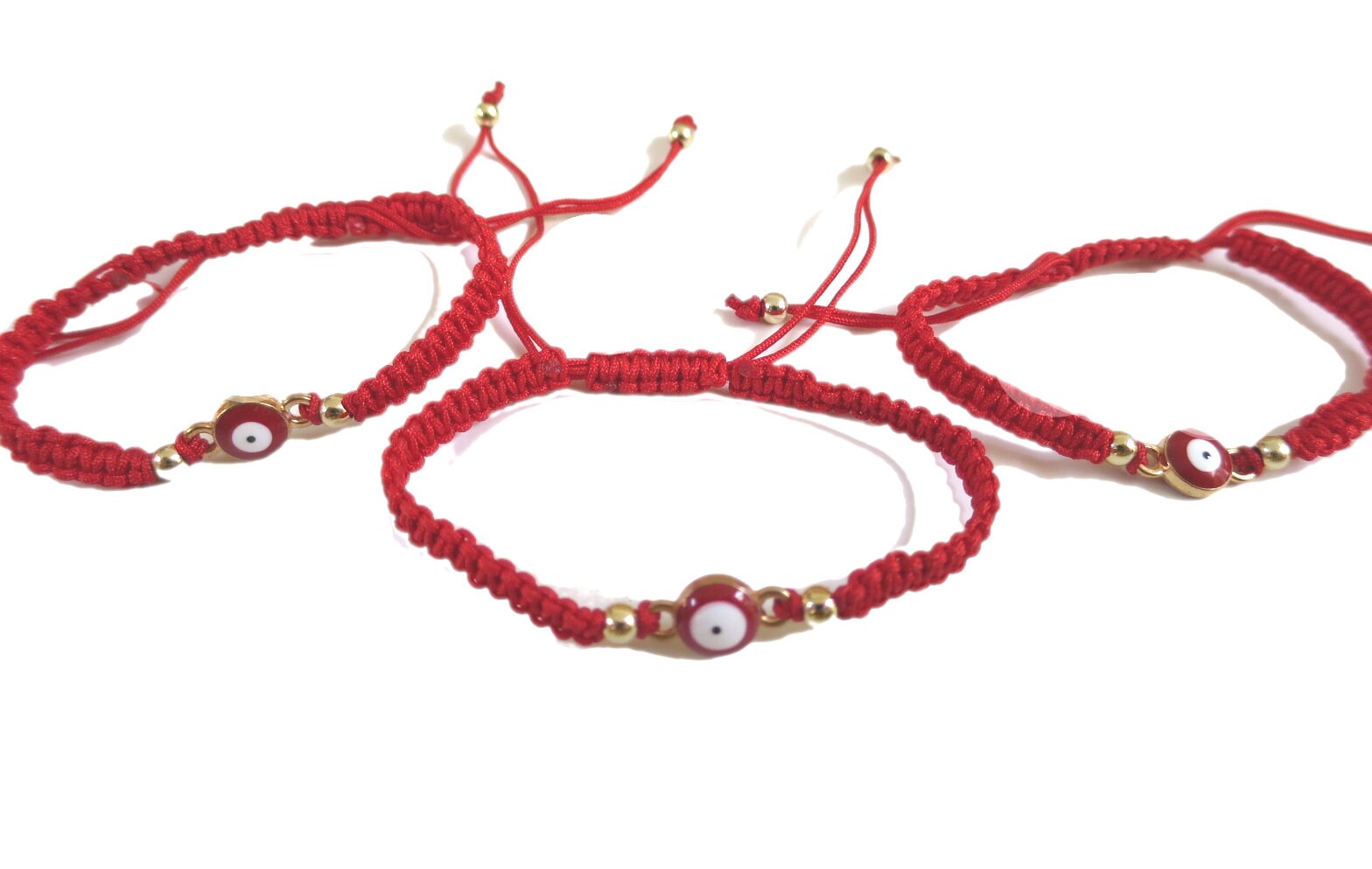 6 x Simple Evil Eye Bracelets, Adjustable Cord Bracelet, Party