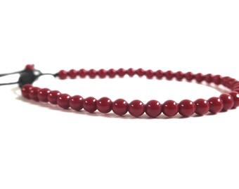 4mm Red Coral Power Bracelet w Knot | Red Coral Gemstone " Passion & Courage" Bracelet, adjustable