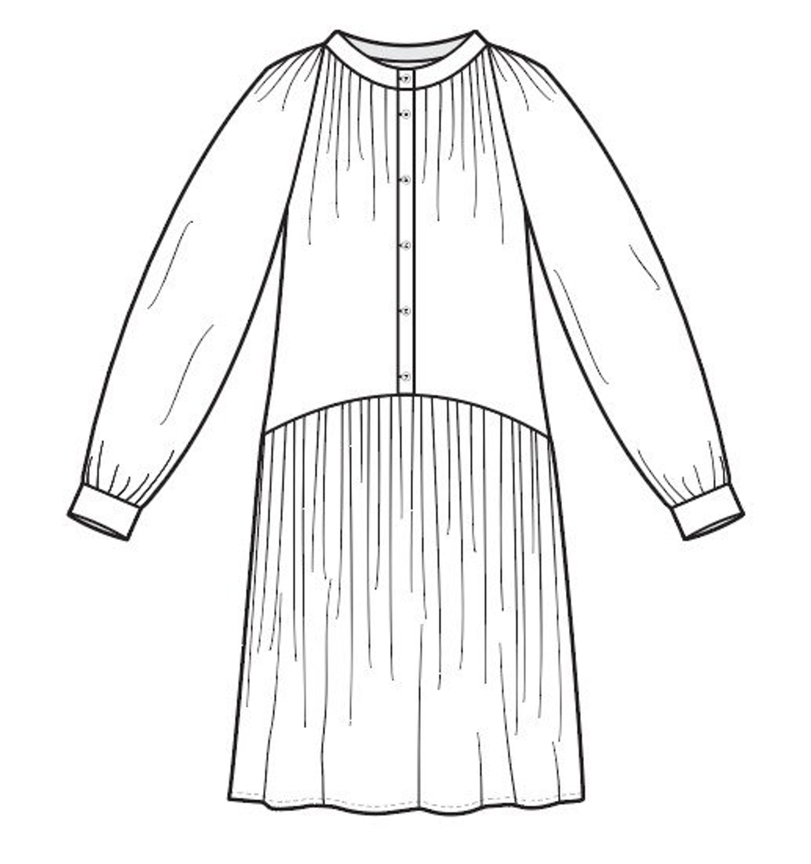 Fashion Flat Technical Sketches Dropwaist Dress Raglan Sleeves Placket ...