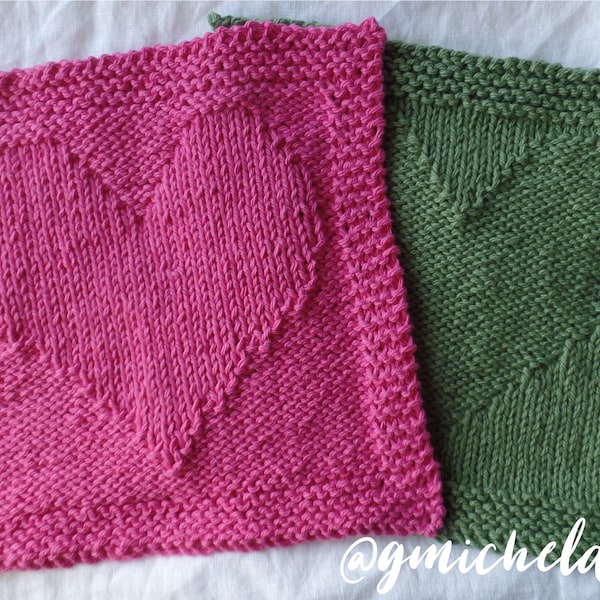 Valentine Heart Dishcloth Knitting Pattern Digital Download