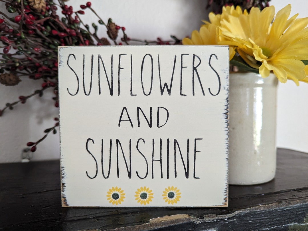 Sunshine Square Sign Sunflowers and Sunshine Mini Square Sign, Tiered Tray Decor Sign ...