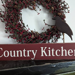 Country Kitchen Primitive Country Sign, Kitchen Decor Pantry Farm Cooking Sign, Rustic Gift Sign, Made To Order Hand Painted Wood Sign