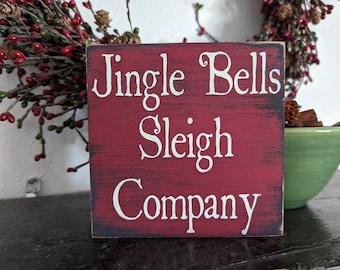 Jingle Bells Christmas Wood Sign 5.5" x 5.5"