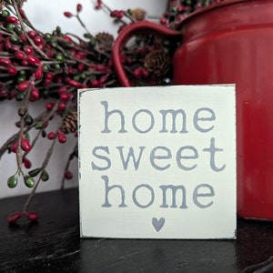Home Sweet Home Sign, Tiered Tray Decor Mini Sign, Home Decor Sign, Inspirational Sign, Farmhouse Shelf Sitter Hand Painted Wood Sign
