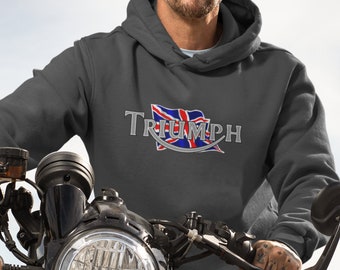 Triumph Triton Hoodie Grey British GB motorbike motorcycle vintage
