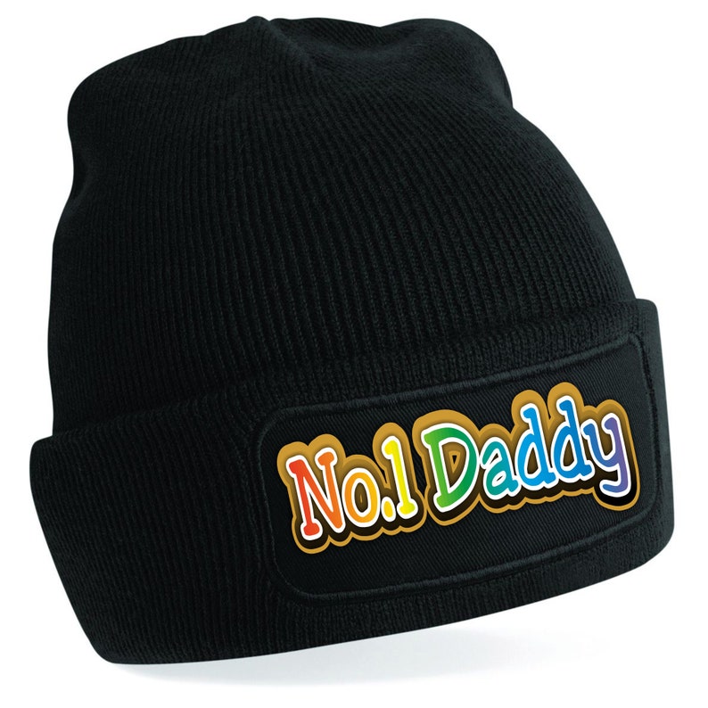 Warm Five Star Number One Daddy Fathers Day Multi Colour Print Beanie Headwear.