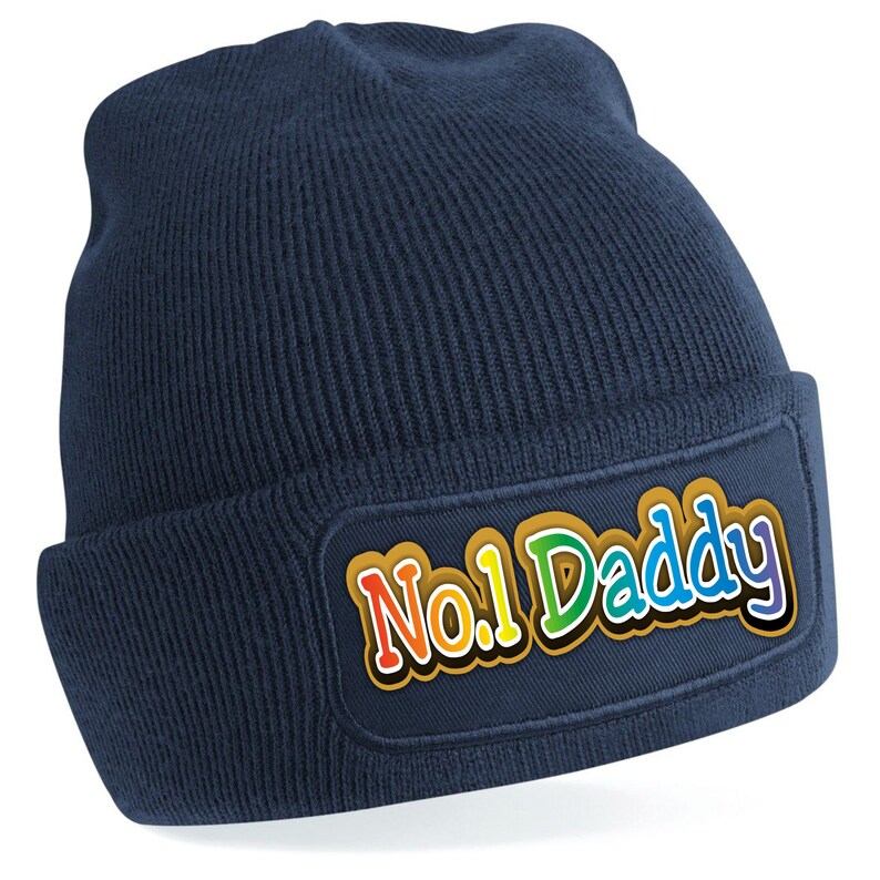 Warm Five Star Number One Daddy Fathers Day Multi Colour Print Beanie Headwear.