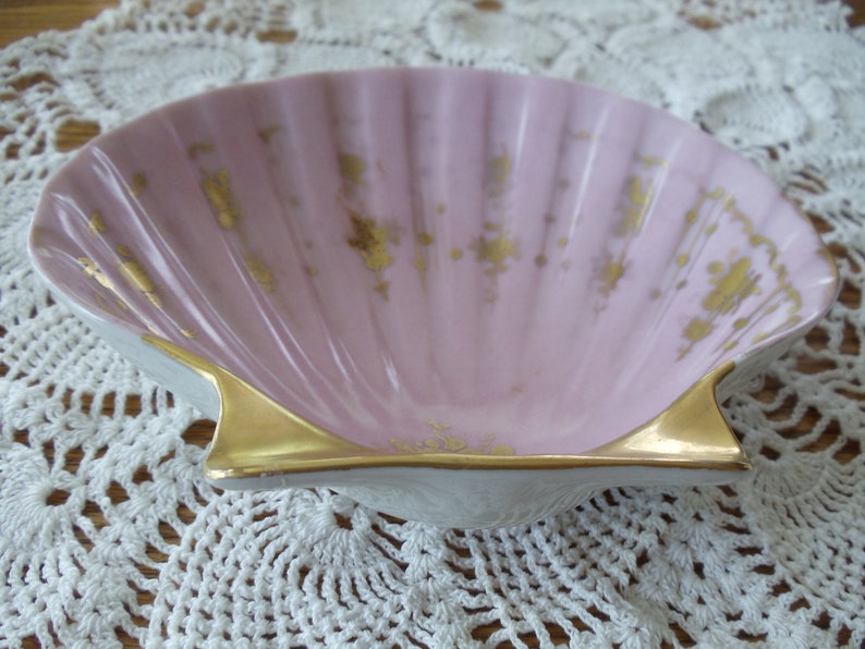 Handpainted Limoges Pink Shell Dish with Gold Accents Etsy