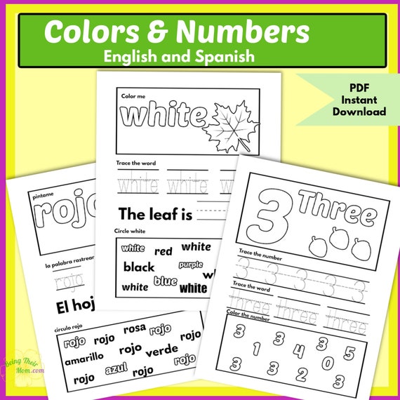 colors numbers english spanish morning work preschool etsy