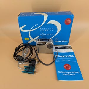 Appareil photo numérique Praktica QD500 VGA 350K CCD avec câbles manuels testés, veuillez lire