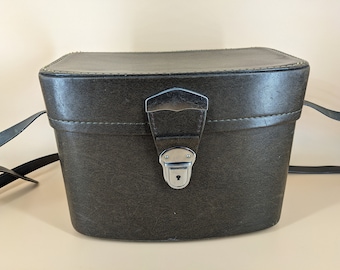 Vintage Camera SLR DSLR Case / Bag with Strap, Brown Faux Leather, Green Interior