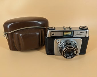 Ilford Sportsman Pronto Dacora Dignar 45mm f2.8 Lens 35mm Camera Leather Case - West Germany VGC Tested Working Prop