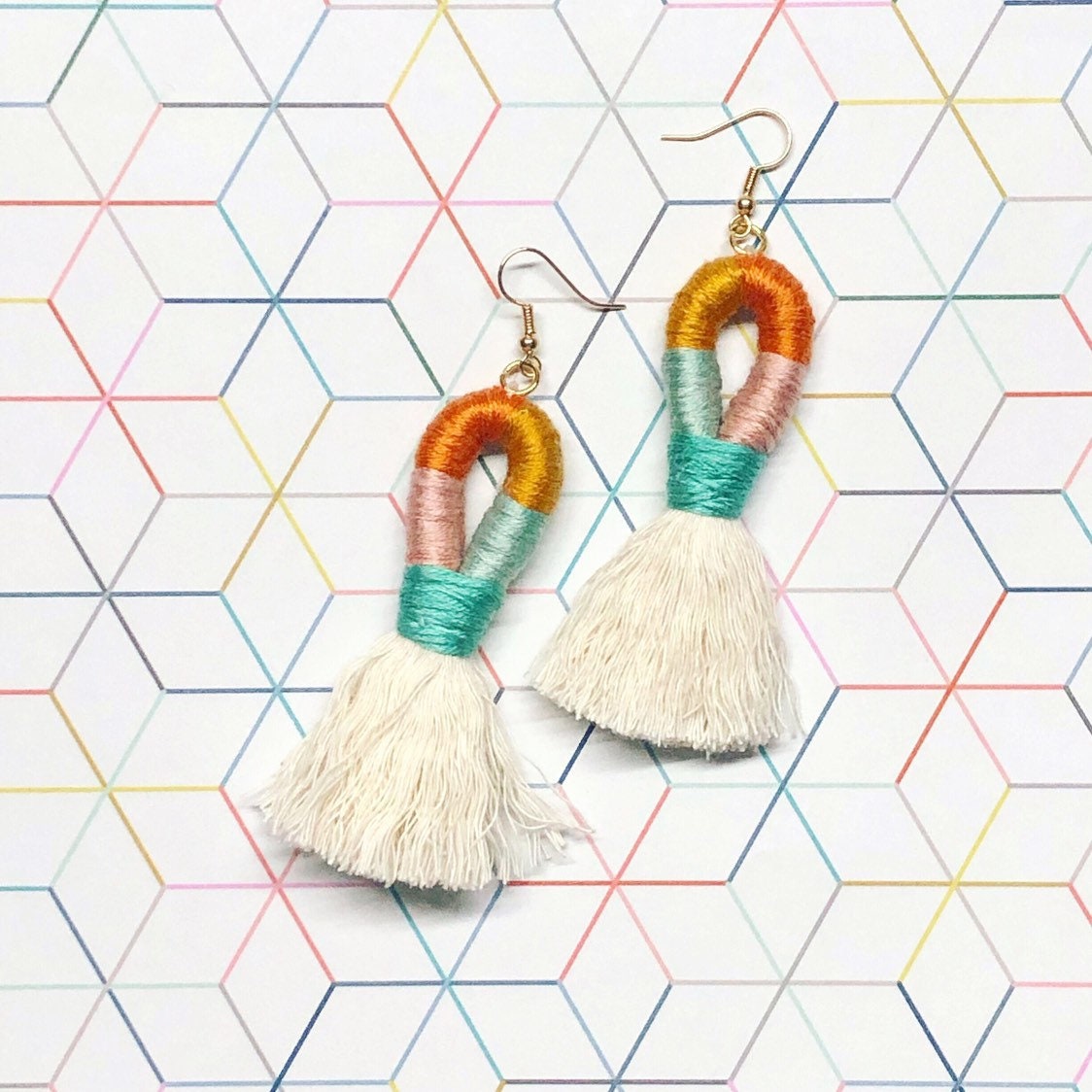 Rainbow Tassel Earrings Etsy