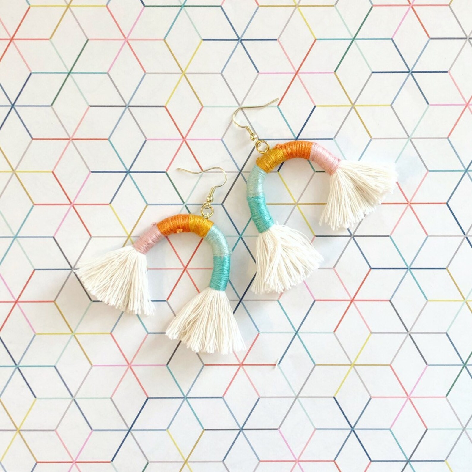 Rainbow Tassel Earrings Etsy