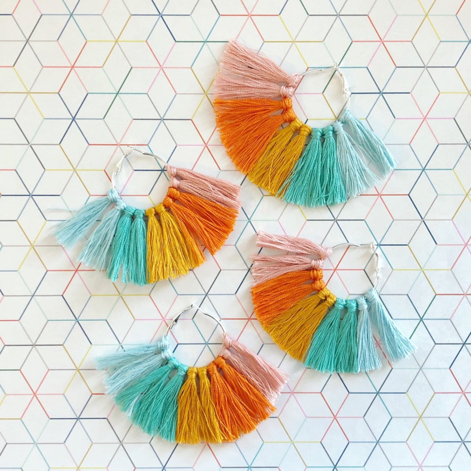 Rainbow Tassel Earrings Etsy