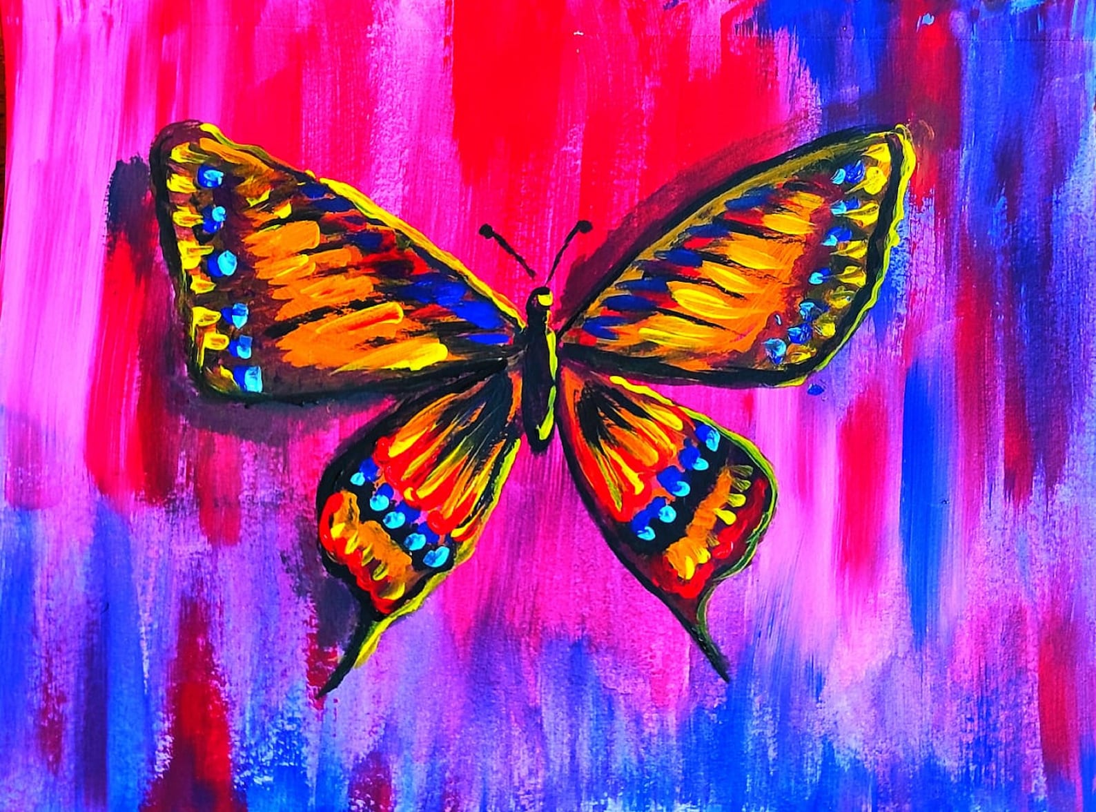 Butterfly acrylic painting on canvas / Abstract art Handmade Etsy