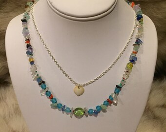 Beach Glass with Shell Necklace
