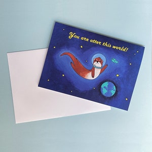 Otter Space Blank Greeting Card | Valentine’s Day Present | Gift for Partner, Boyfriend, Girlfriend, Friend