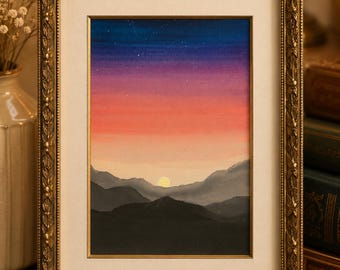 Sunrise Ridge - Original 5x7 Gouache Painting