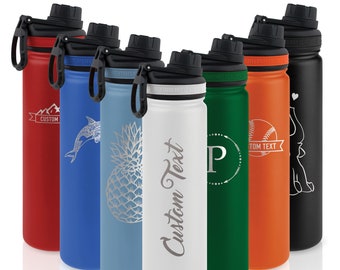 Personalized 22oz Vacuum Insulated Tempercraft Sport Bottle | Custom Laser Engraved | Stainless Steel, Double-Walled, Wide Mouth, Handle Lid