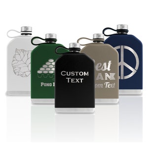 Personalized 8oz Tempercraft Travel Hip Flask w/ Funnel | Custom Laser Engraved | Stainless Steel Metal Men Women Groomsmen Bridal Gift