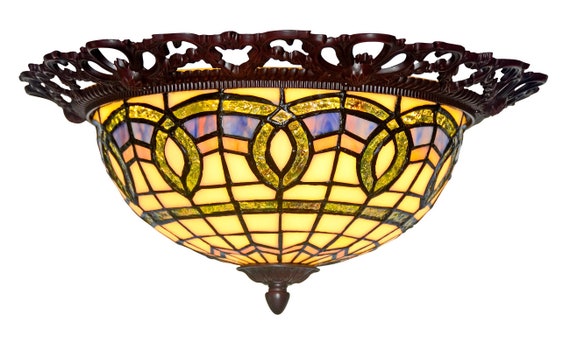15 Wide Baroque Tiffany Style Flush Mount Ceiling Lights