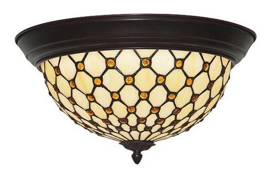 15 Wide Bead Tiffany Style Flush Mount Ceiling Lights