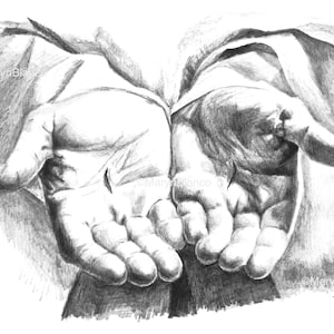 Christ&#39;s Hands DIGITAL FILE for PRINTS of pencil drawing