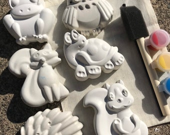 Forest Friends Painting Kit // Forest Friends Party // Kids Ceramic Kit // Birthday Party Activities // Animal Party // Crafts for Kids //