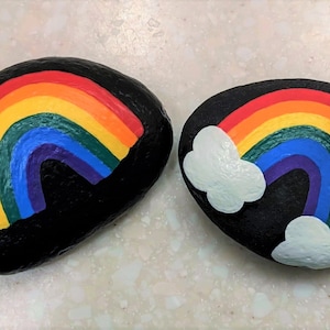 Painted Rainbow Rock - Rainbow Decor - Positivity Gift - Positive Vibes - Paperweight - Desk Decor - Rainbow Decor