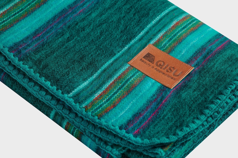 Manta de lana de alpaca turquesa: suave e hipoalergénica (85 x 65 pulgadas) imagen 1