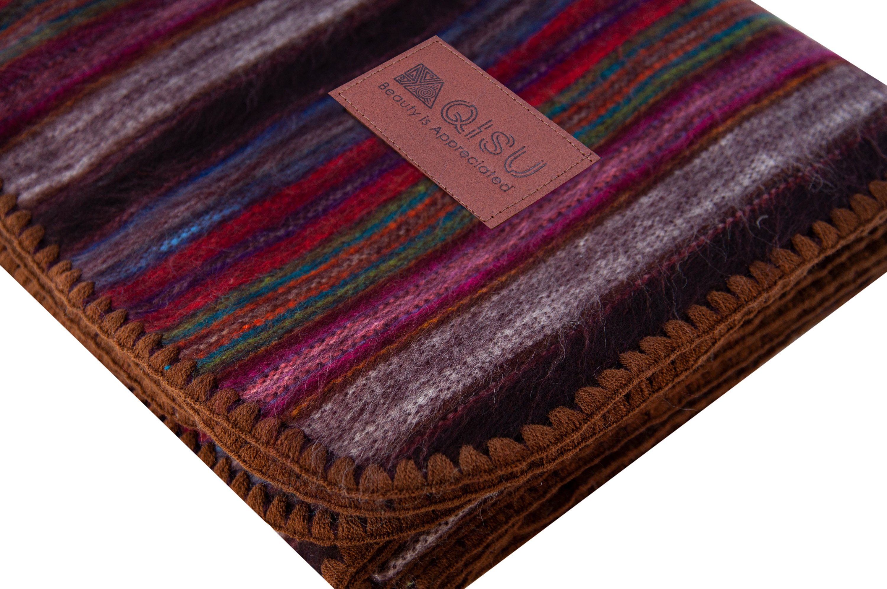 ALPACA WOOL BLANKET | Wool Blanket | Soft Blanket | Blankets and Throws |  85x65" | Purple Earth Variegated (Many Colors Available!)