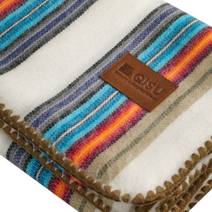 PREMIUM ALPACA BLANKET | Wool Throw | Ultra-Soft Breathable Easy Care | 85x65&quot; |  Red White and Blue (Many Colors Available)